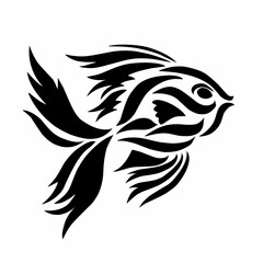 illustration vector graphics of tribal art design fish tattoo on a white background