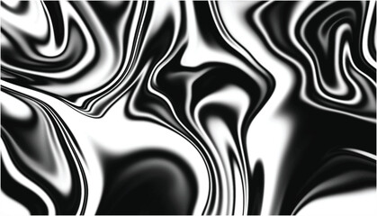 Abstract flowing liquid curve line. Silver black metallic. Modern fluid background. Beautiful Marbling liquify. Black and silver background