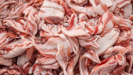Thinly sliced pork belly for cooking
