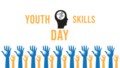 world youth skills day observed every year in July. Template for background, banner, card, poster with text inscription.
