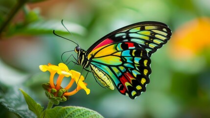 Obraz premium A butterfly with colorful wings captured on a spring day