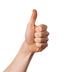 hand showing thumbs up isolated on transparent background, clipping path, png, 