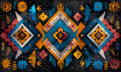 Colorful Pattern on Black Background