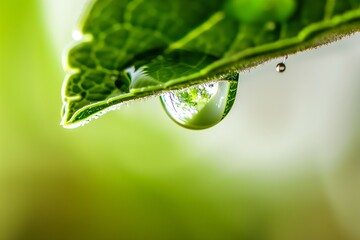 A leaf with a drop of water on it generated by AI
