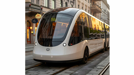 Fototapeta premium Futuristic Driverless Autonomous Bus - Innovative Smart Mobility Concept