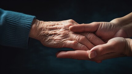 Fototapeta premium Helping hands, care for the elderly concept.