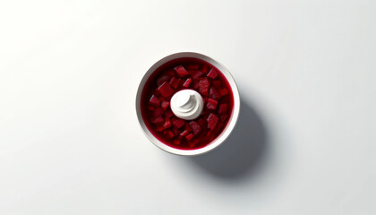 raditional Borscht Soup in a Bowl, Created with Generative AI Technology