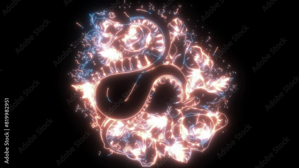 Sticker neon animation of colorful snake