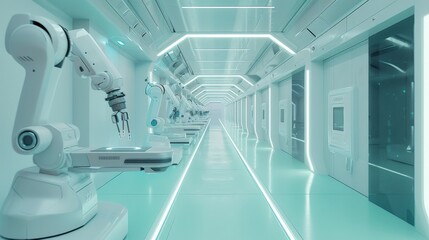 Fototapeta premium Robotic Arms Operating in a High-Tech Laboratory Environment