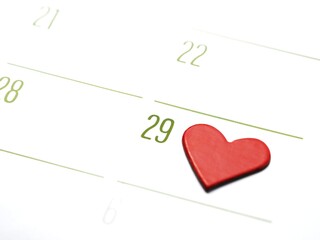 World Heart Day concept, celebrated on September 29th. Calendar with a close-up of the number 29 and a red heart