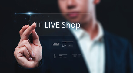 Live broadcast business online ecommerce store selling products live on social platforms or an...