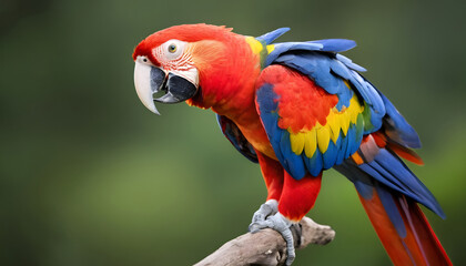 Obraz premium Close-up of Scarlet Macaw Bird on branch,Bird Photography 