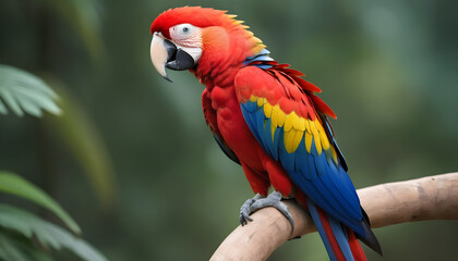 Obraz premium Close-up of Scarlet Macaw Bird on branch,Bird Photography 