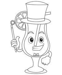 cocktail coloring page for adults and children.IIIustration isolated on white background