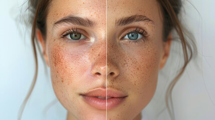 Before and after skin retouching comparison