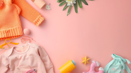A banner for Baby accessories and clothes for babies from above with the background