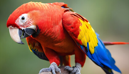 Fototapeta premium Close-up of Scarlet Macaw Bird on branch,Bird Photography
