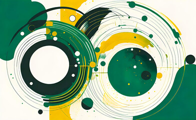 Obraz premium Abstract patterns of green, yellow and white colors with circular splashes, abstract plant background, background for smartphone,