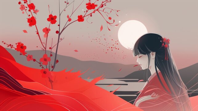 Tsundere dating beautiful anime girl, screenshot, bright colors background. anime illustrations. Illustrations