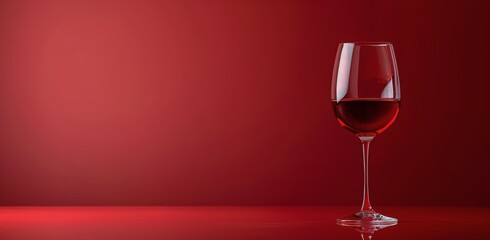 Glass of Red Wine on Red Background