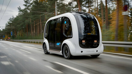 Futuristic Driverless Autonomous City Taxi - Innovative Smart Mobility Concept