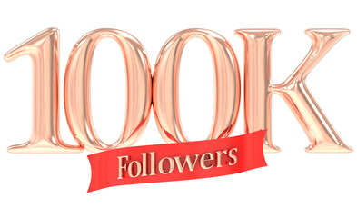 100K followers  3D illustration