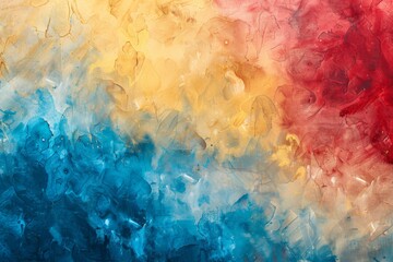 Painting of a colorful background with a red, yellow, and blue color