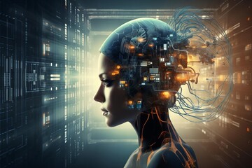 A futuristic digital human brain interface