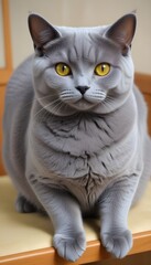 Obraz premium Chartreux cat yellow 