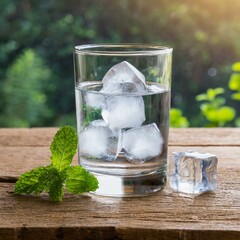 glass of water with ice, fresh water,