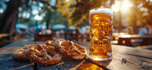 Glass of Beer and Doughnuts on Table