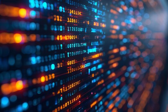 Close-up graph of a laptop screen showing cryptocurrency mining algorithms, code snippets in view