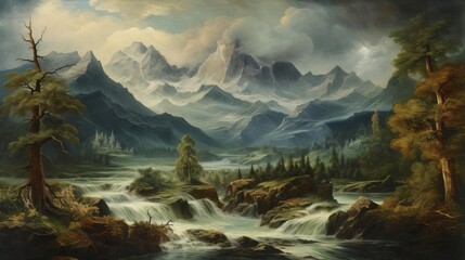 Obraz premium A mountainous landscape, possibly representing environmental health