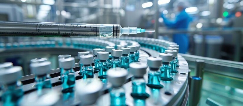 Pharmaceutical manufacturing process involves utilizing high precision equipment and advanced technology to ensure efficacy and safety in the production of medical products like syringes and vials