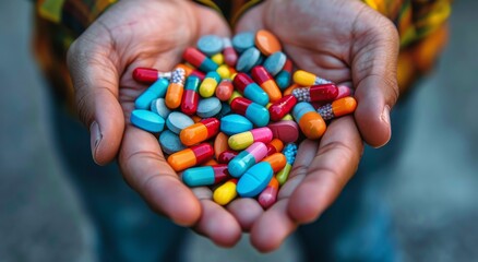 Person Holding Handful of Pills