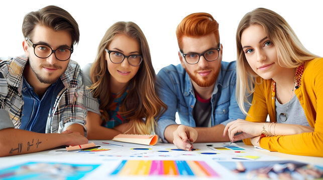 Office analytic team isolated on a transparent background, PNG, Ai