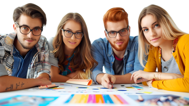 Office analytic team isolated on a transparent background, PNG, Ai