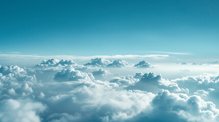 Fototapeta premium cloudscape with fluffy clouds. A serene cloudscape featuring an expanse of fluffy white clouds against a bright blue sky.