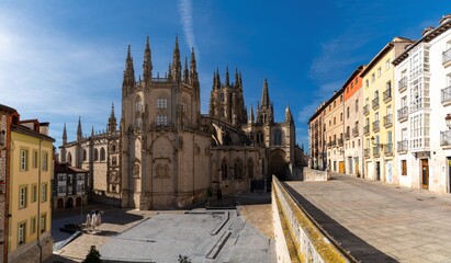 Fototapeta premium panorama view of the French Gothic landmark Cathedral of Saint Mary in downtown Burgos
