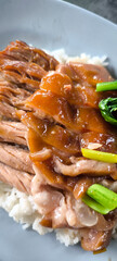Pork leg rice food in Thailand