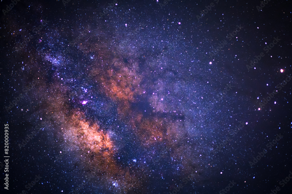 Wall mural the center of milky way galaxy with stars and space dust in the universe