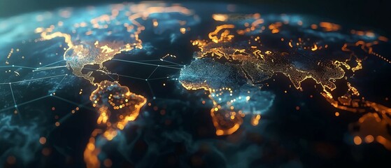 World map global technology, digital information network