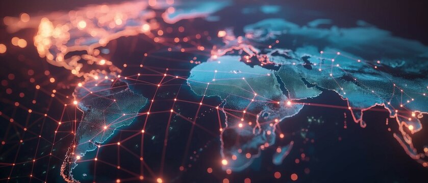 World map global technology, digital information network