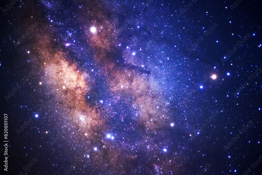 Wall mural the center of milky way galaxy with stars and space dust in the universe