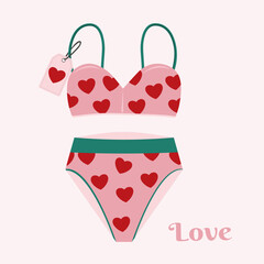 Flat Design Illustration and Swimwear at Love  Pattern, Sale Tag