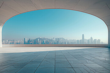 Fototapeta premium Modern buildings by the lake. The modern urban skyline is in the background. 