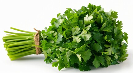 A Pile of Parsley on a White Background