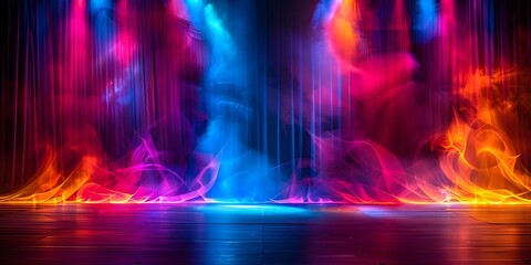 Theatrical Stage Set with Colorful Backdrop and Empty Spotlight for Opera Performance. Concept Theatrical Stage, Colorful Backdrop, Empty Spotlight, Opera Performance