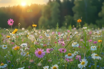 Obraz premium A serene meadow with wildflowers