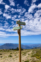 Hiking trail to Mulhacen peak in the spring in Sierra Nevada National Park, Spain
